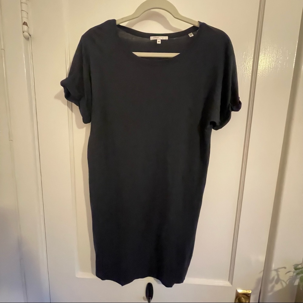 Vince navy blue tunic t-shirt minidress top with rolled sleeves XS